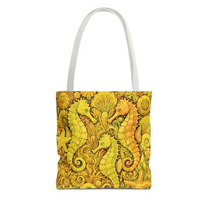 Seahorse Trio Tote Bag, Yellow - 3 Sizes