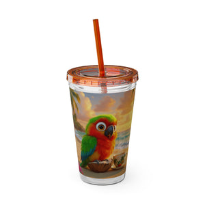 Tropical Tumbler with Straw | 16oz: Tiki the Parrot