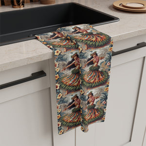 Tropical Microfiber Coffee/Tea Towel — Hawaiian Hula Dancer