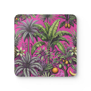 Coaster Set/4 - Tropical Fruit, Hot Pink