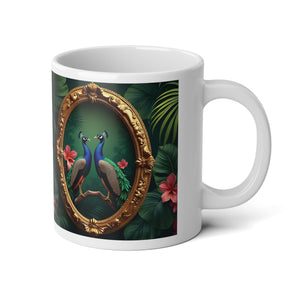 Jumbo Mug, 20oz, Framed Peacocks | Tropical Coffee Cup