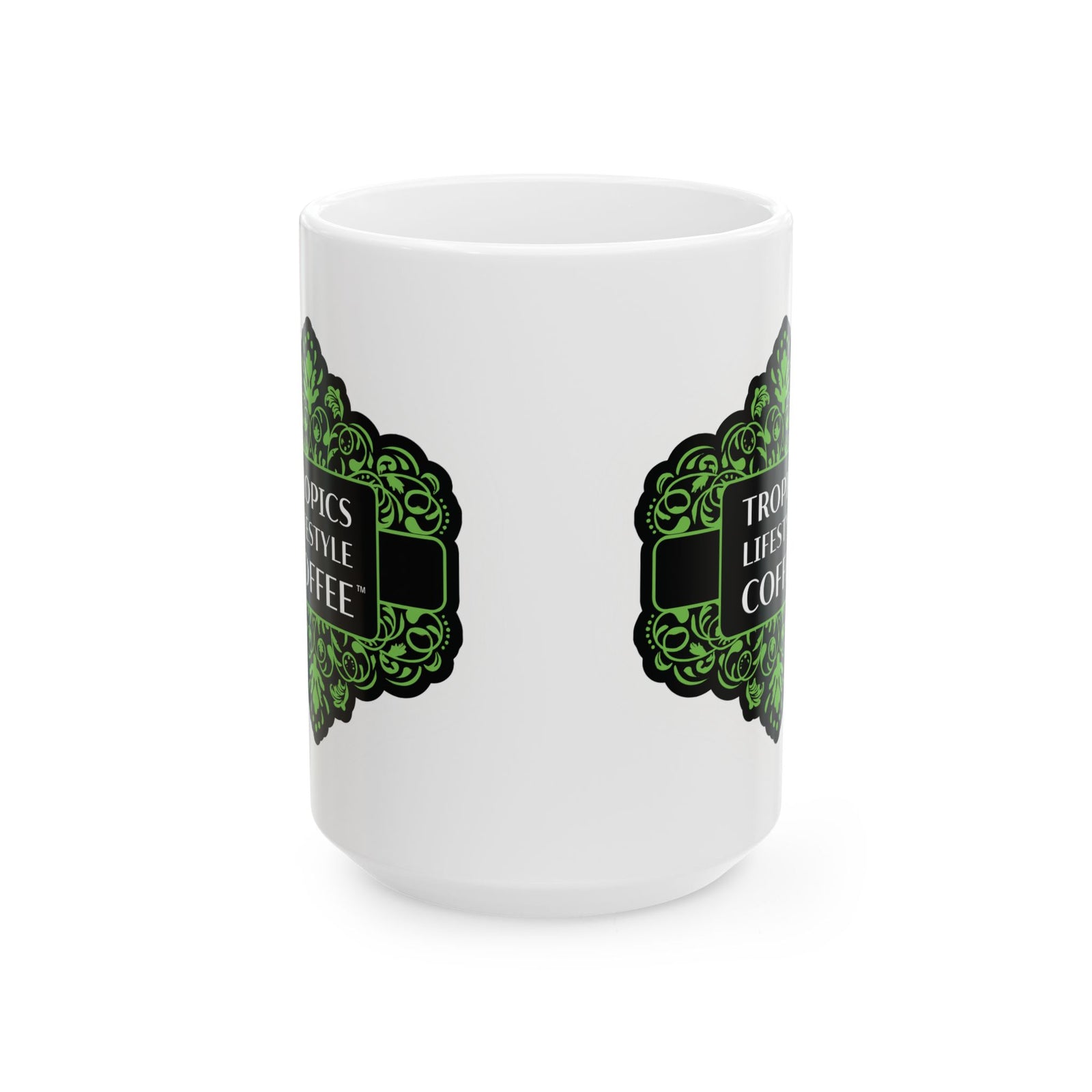 Ceramic White Mug - 11oz & 15oz, / Tropics Lifestyle Coffee, 2 Sides