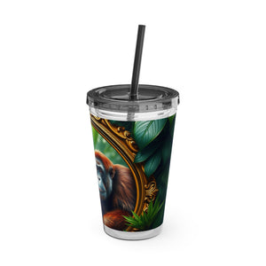 Tropical Tumbler with Straw | 16 oz: Framed Orangutan Apes