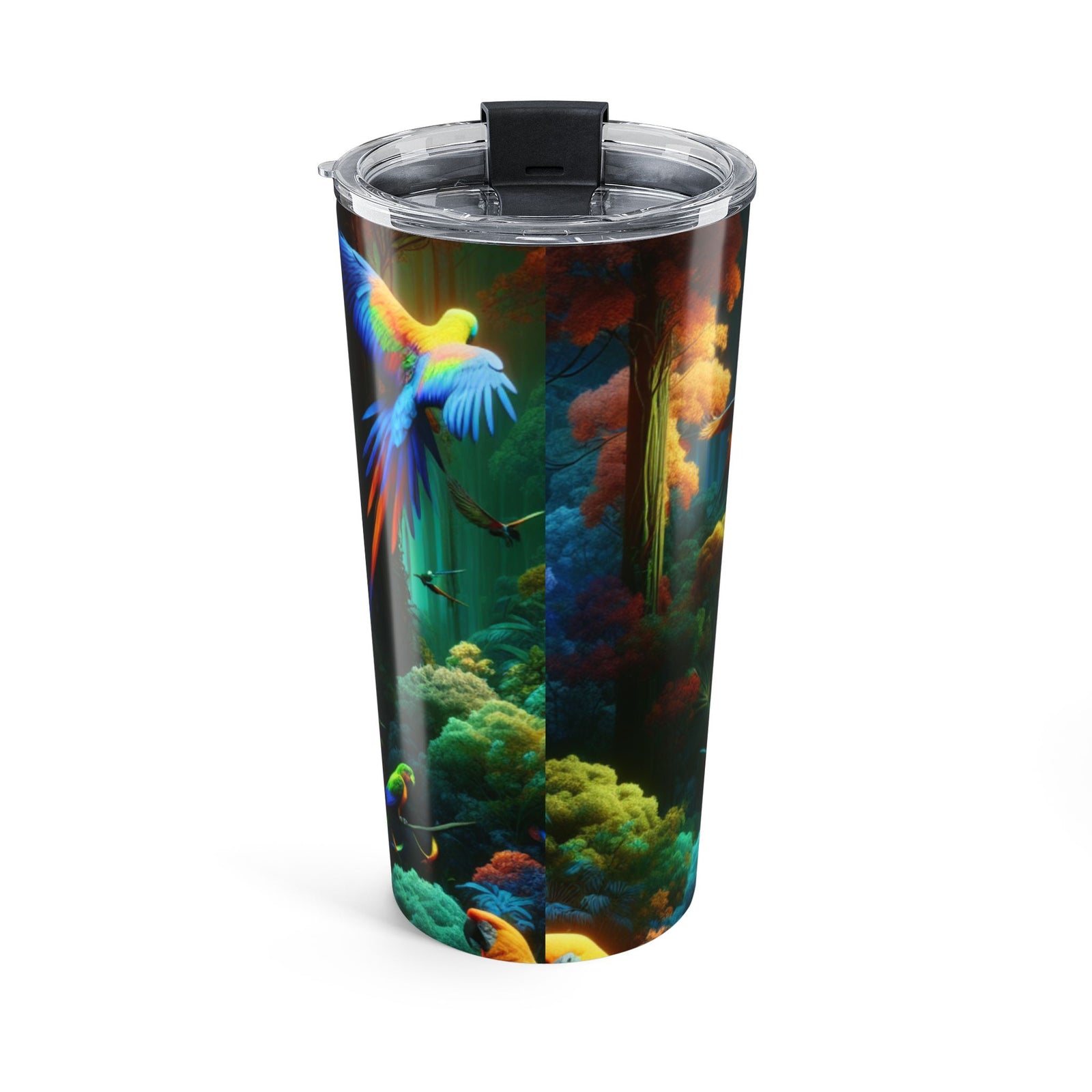 20oz Parrot Forest Tumbler — Colorful Tropical Birds Travel Mug