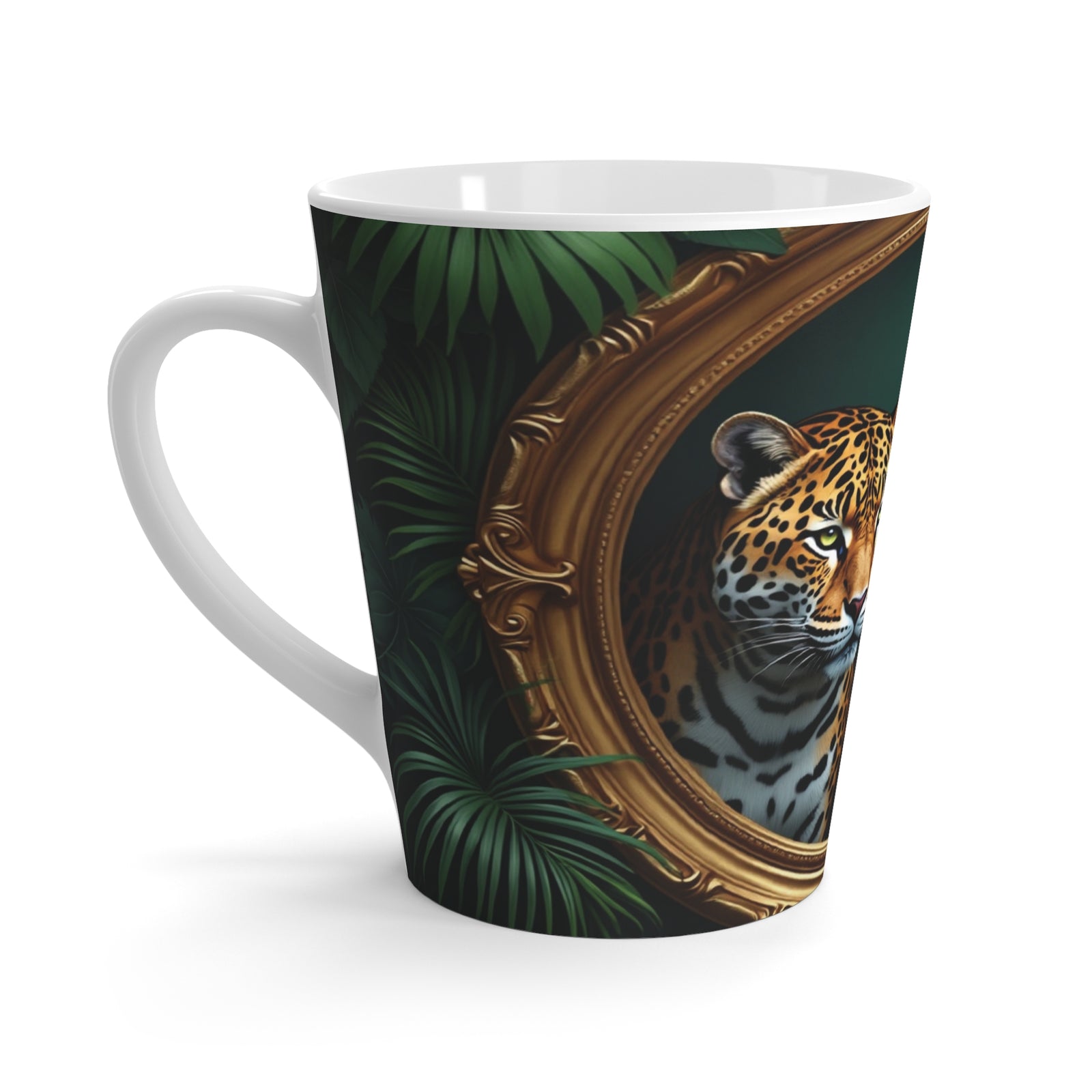 Latte White Mug - Perfect for Coffee Enthusiasts / Framed Jaguars, Macro