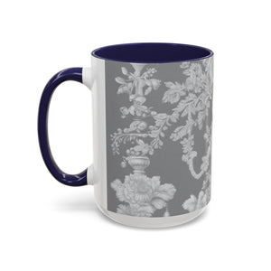 Accent Color Coffee Mug (11, 15oz), Pearl Lady Toile/Slate