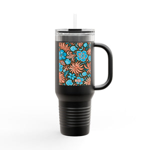 Insulated Travel Mug, 40oz / Beach Dreams, Coral Blues