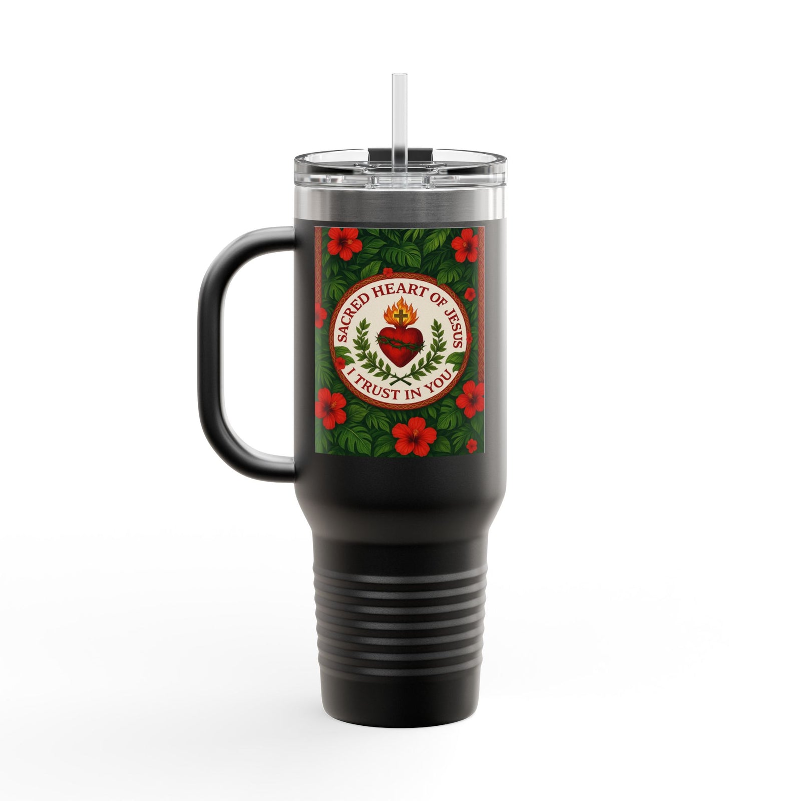 Religious Insulated Travel Mug, 40oz / Sacred Heart of Jesus - Perfect for Outdoor Adventures