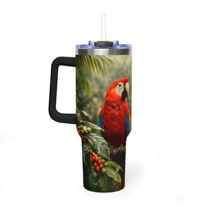 40oz Tumbler — Scarlet Macaws & Coffee Plants Insulated Mug