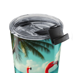 20oz Tumbler – Tropical Flamingo Beach Travel Cup