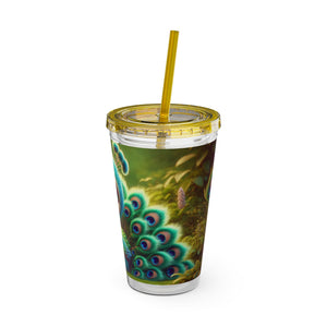 Tropical Tumbler with Straw | 16 oz: Baby Peacock