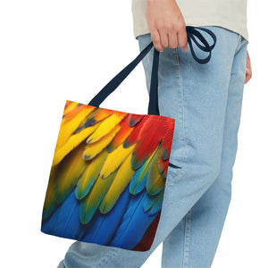 Tropical Macaw Parrot Feathers Tote Bag - Colorful Design, 3 Sizes