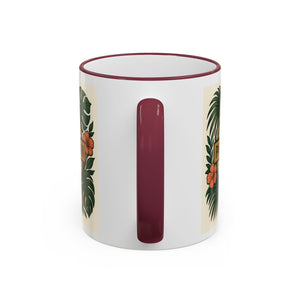 Accent Rim & Handle Coffee Mug — Palm & Bean Coffee Club Logo