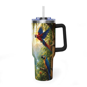 40oz Tropical Parrot Vacuum Tumbler – Insulated Travel Mug