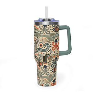 40oz Tumbler Art Deco Octopus Pattern Thermal