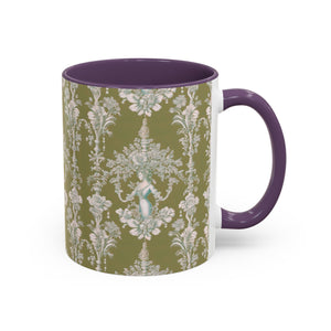 Accent Coffee Mug (11, 15oz), Pearl Lady Toile/Highborn Greren Repeat, Various Colors