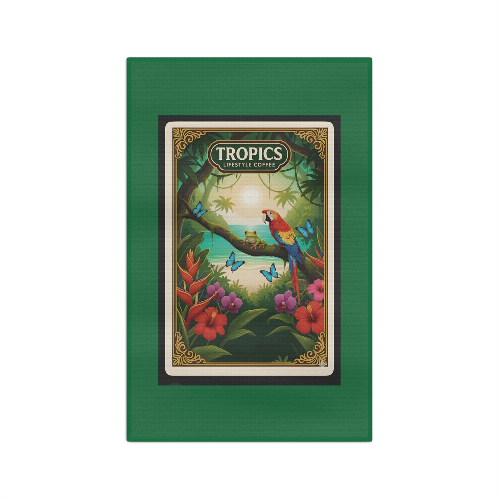 Tropical Microfiber Coffee/Tea Towel — Vintage Jungle Seaside Friends