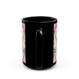 Black Coffee Mug - Tropical Doodles, Pink