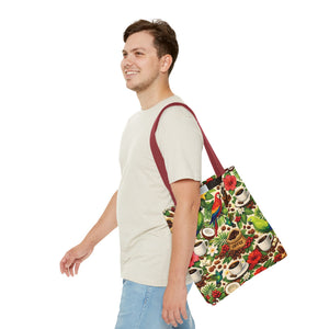 Tropical Parrots & Coffee Tote Bag, Green - 3 Sizes