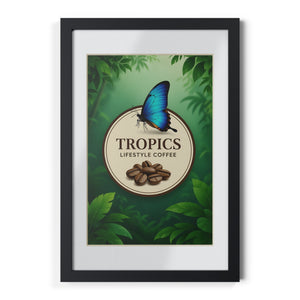 Coffee Wall Art, Framed Poster ~ Rainforest Morpho Butterfly (Our Brand)