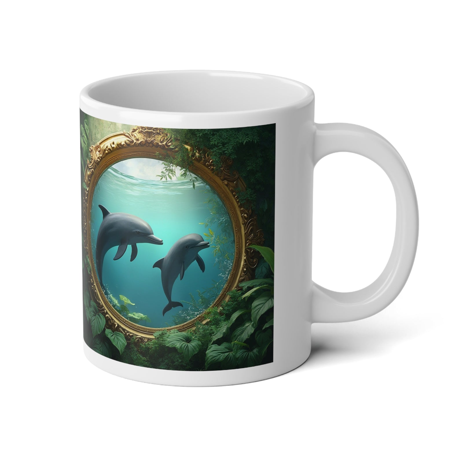 Jumbo Mug, 20oz, Framed Dolphins | Tropical Coffee Cup