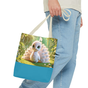Baby White Peacock Trio Tote Bag - 3 Sizes