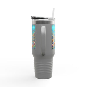 Insulated Travel Mug, 40oz / Busy Coral Reef - Perfect for Outdoor Adventures