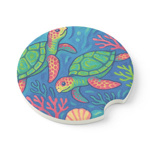 Soapstone Car Coaster - Turtles & Coral