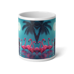 Jumbo Mug, 20oz, Moonlit Mermaid and Flamingos | Tropical Coffee Cup