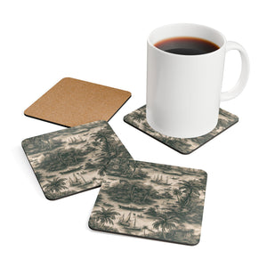 Coaster Set/4 - Tropical Toile #1, Black