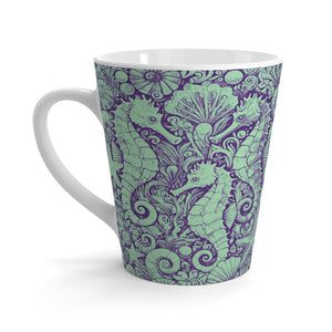 Latte White Mug - Seahorses, Minty