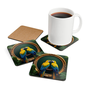 Coaster Set/4 - Framed Parrot Pair