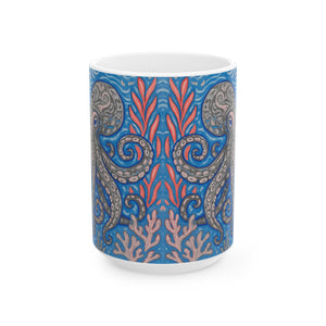 Ceramic White Mug - 11oz & 15oz, Slate Octopus Kraken Joe