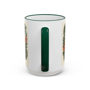 Accent Rim & Handle Coffee Mug — Palm & Bean Coffee Club Logo