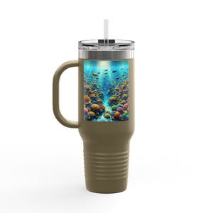 Insulated Travel Mug, 40oz / Busy Coral Reef - Perfect for Outdoor Adventures