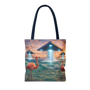 UFO and Flamingos Tote Bag - 3 Sizes