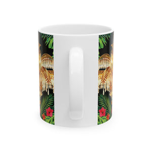 White Ceramic Mug — Holllywood Regency Parrot (11oz, 15oz)