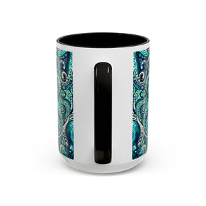 Accent Color Coffee Mug, Many Colors - 11oz & 15oz / Aqua Octopus
