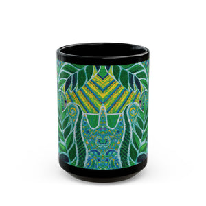 Black Coffee Mug - Amazon Whimsy, Green