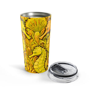 20oz Tumbler ~ Seahorse Trio Yellow Insulated Travel Cup