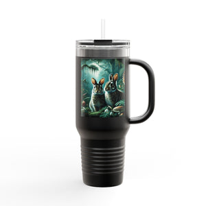 Insulated Travel Mug, 40oz / Sumatran Rabbits/Tundra - Perfect for Outdoor Adventures
