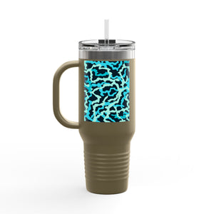 Insulated Travel Mug, 40oz / Coral Reef Threads, Turquoise - Perfect for Outdoor Adventures
