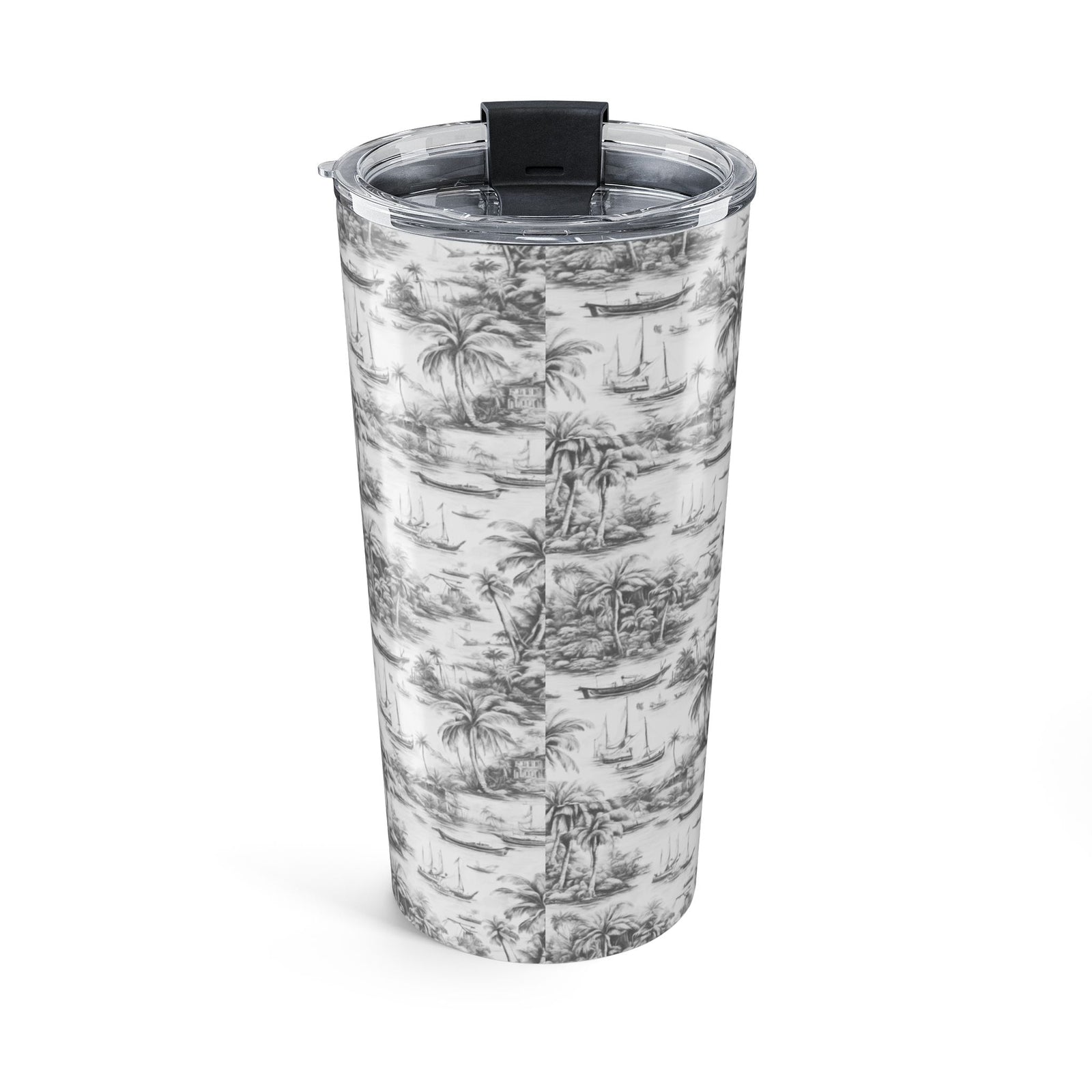 20oz Tumbler — Vintage Tropical Toile/Grey Travel Mug