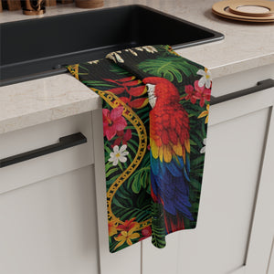 Coffee & Tea Kitchen Towel — Hollywood Regency Parrot, Microfiber