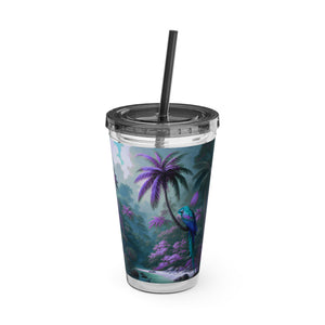 Tropical Tumbler with Straw | 16 oz: Sleeping Parrot, Fantasy