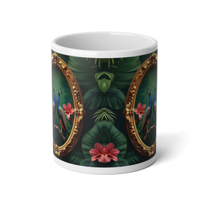 Jumbo Mug, 20oz, Framed Peacocks | Tropical Coffee Cup