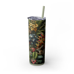 Rainforest Rabbit Outing - Skinny Matte Tumbler 20oz with Straw - Stainless Steel, 7 Colors