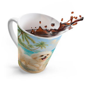 Latte White Mug - Puppy Ariel and Mermaid on Beach