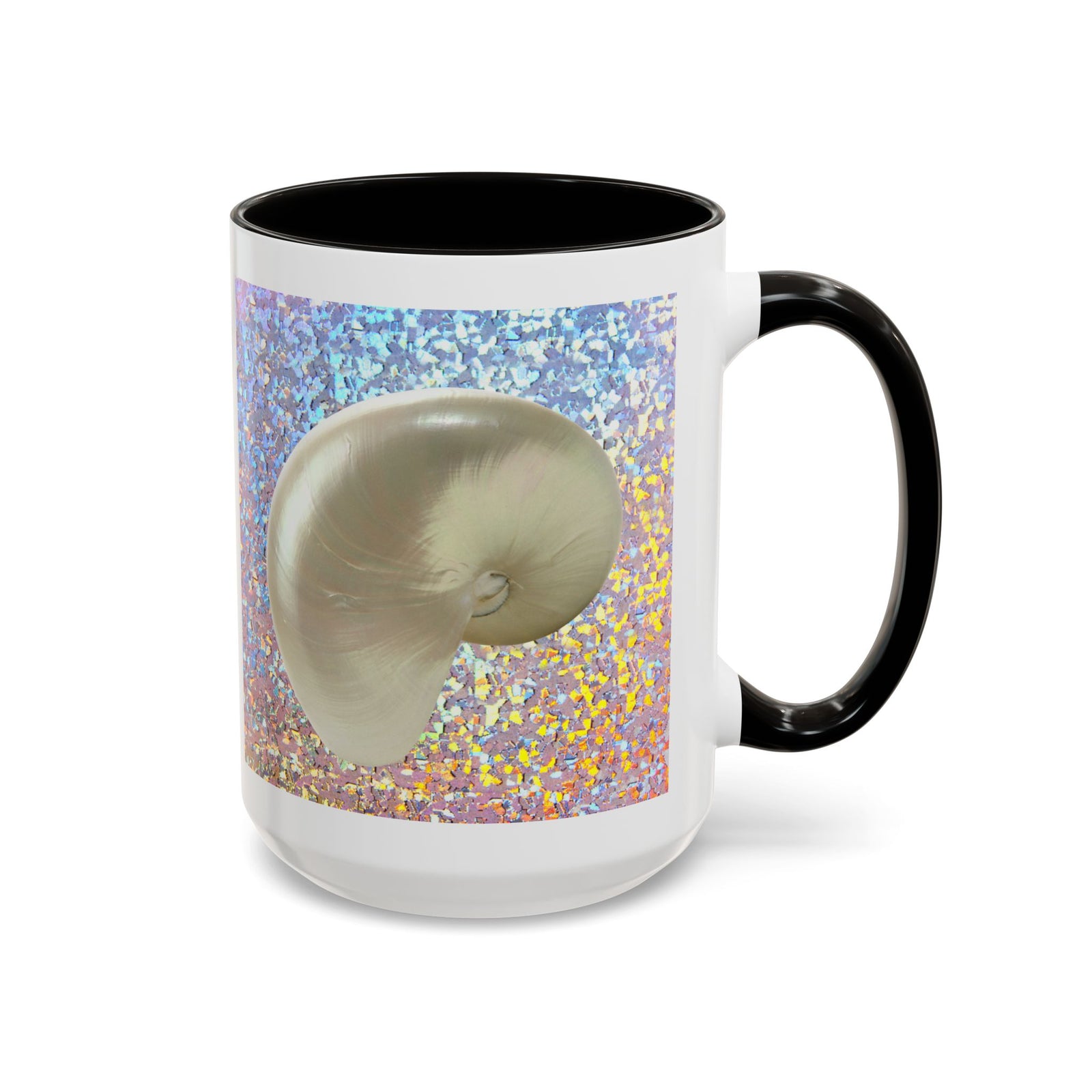 Colorful Mugs (11oz, 15oz), Disco White Nautilus