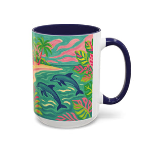 Accent Coffee Mug (11, 15oz), 8 Colors - Jum[mg Dolphins